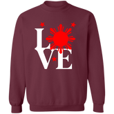 Love with Red Sun and Stars Unisex Crewneck Pullover Sweatshirt